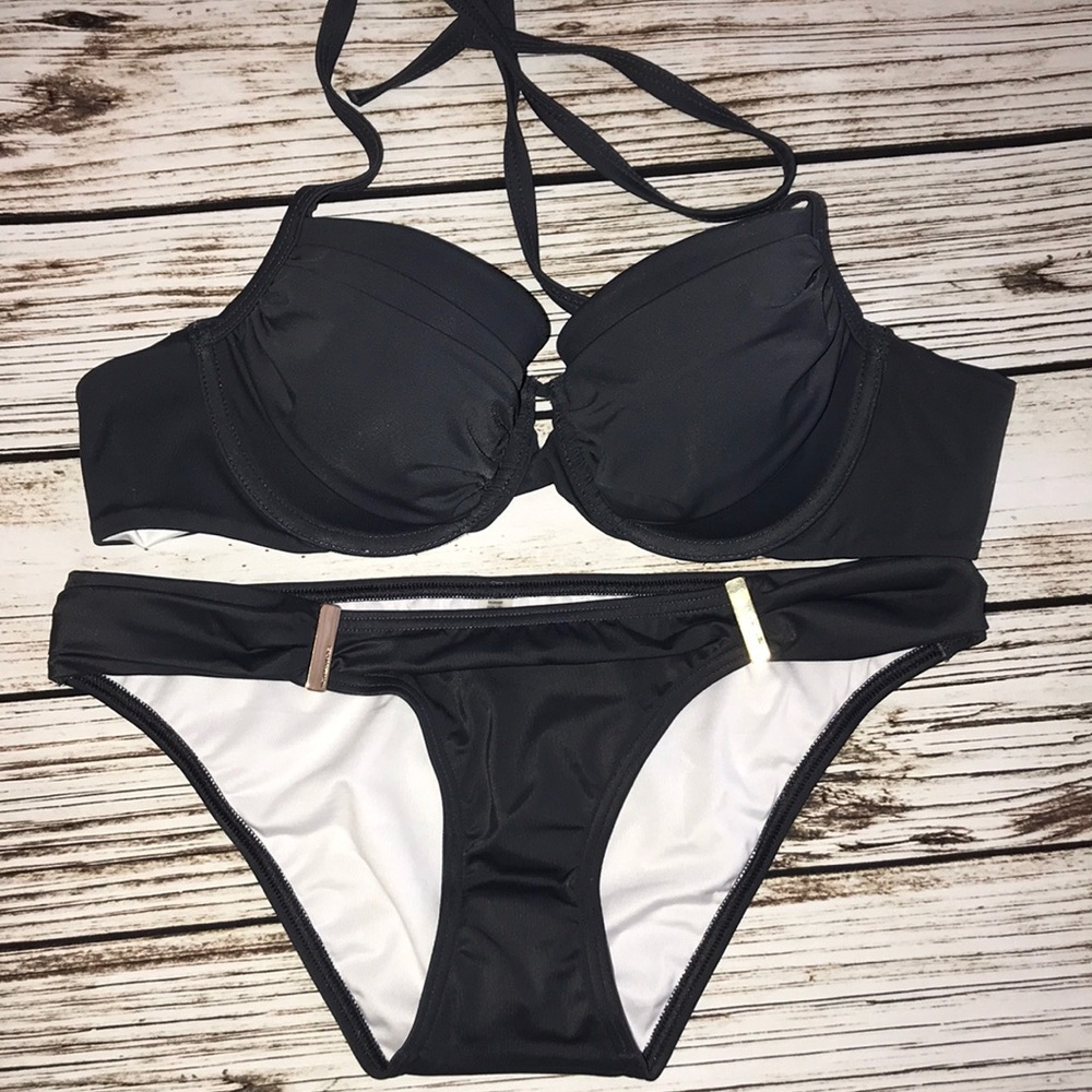 Victoria’s Secret Gray Halter 34B Bikini Set NWOT